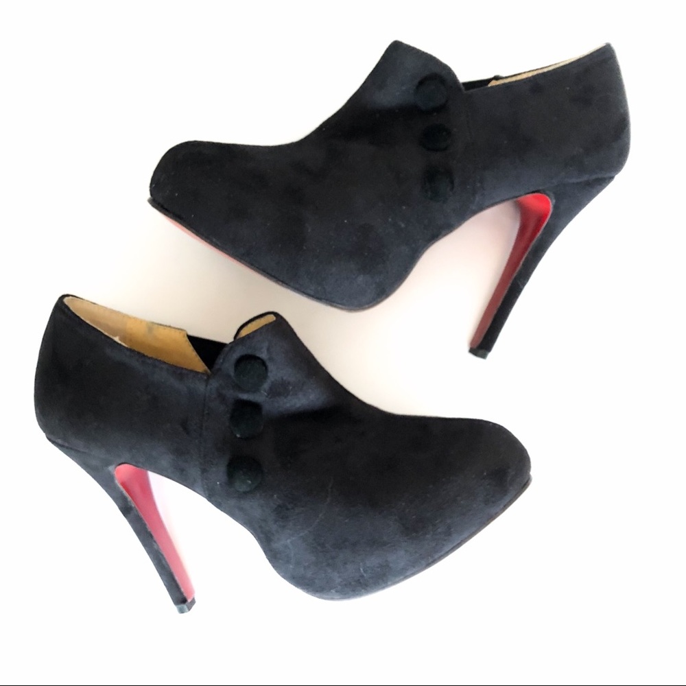 NWOT{CHRISTIAN LOUBOUTIN} Black Suede Booties - Picture 2 of 8